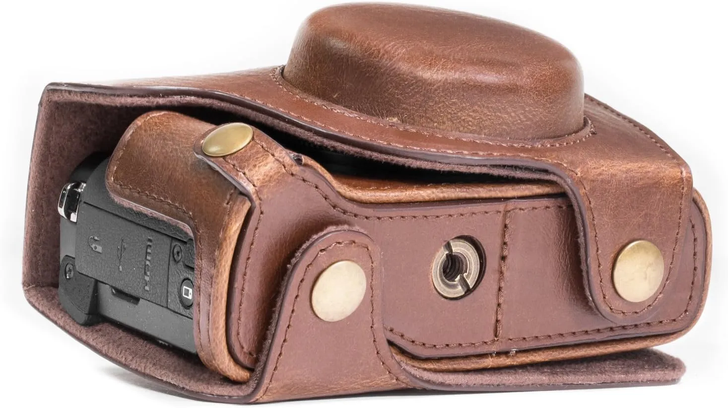 MegaGear Ever Ready Camera Case, Bag for Canon PowerShot G5 X G5X Digital Camera (Dark Brown, PU Leather) (MG687)