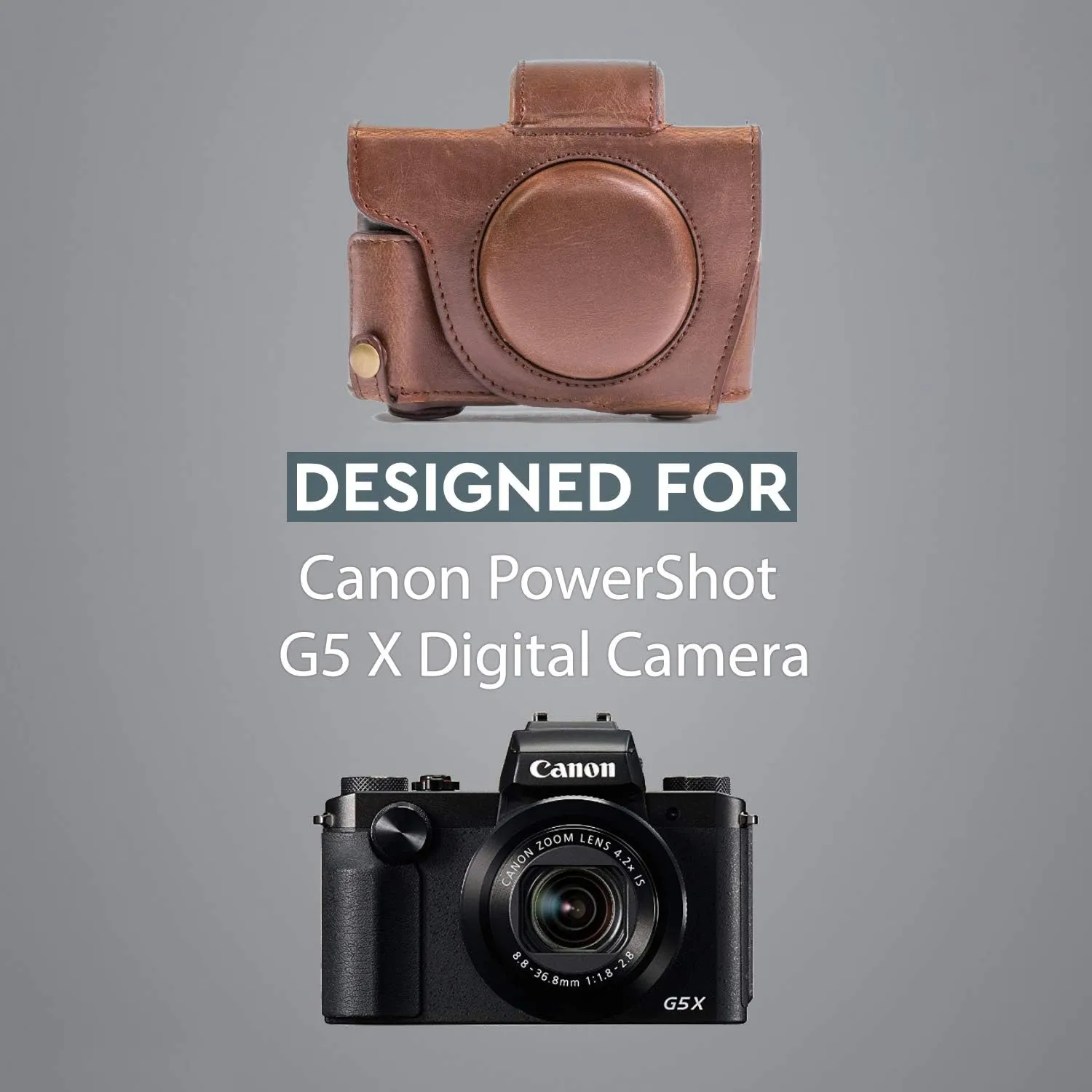 MegaGear Ever Ready Camera Case, Bag for Canon PowerShot G5 X G5X Digital Camera (Dark Brown, PU Leather) (MG687)