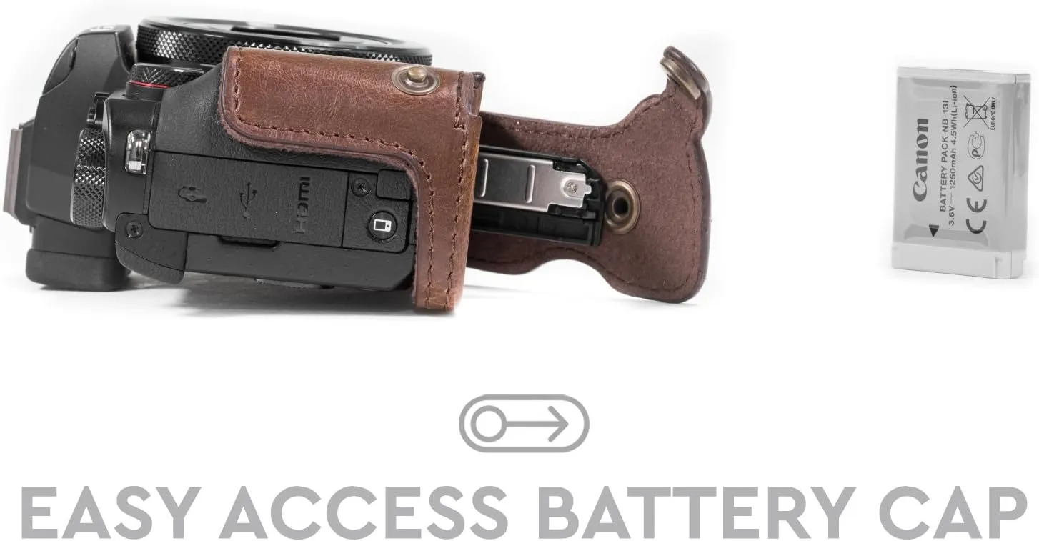 MegaGear Ever Ready Camera Case, Bag for Canon PowerShot G5 X G5X Digital Camera (Dark Brown, PU Leather) (MG687)