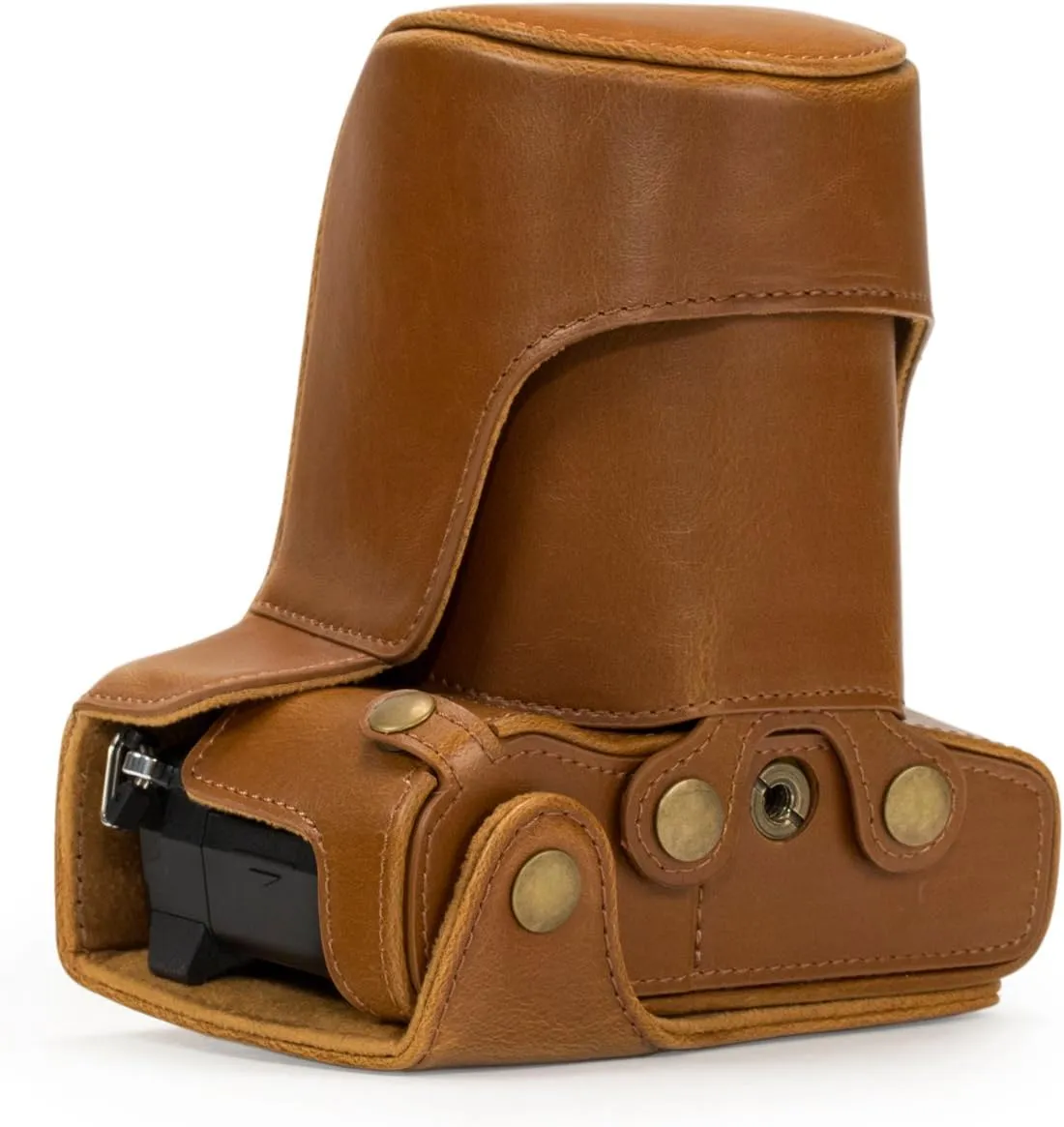 MegaGear Ever Ready Protective Leather Camera Case, Bag for Olympus OM-D E-M5 Mark II with 12-40mm and 40-150mm Lenses (Light Brown) (MG563)