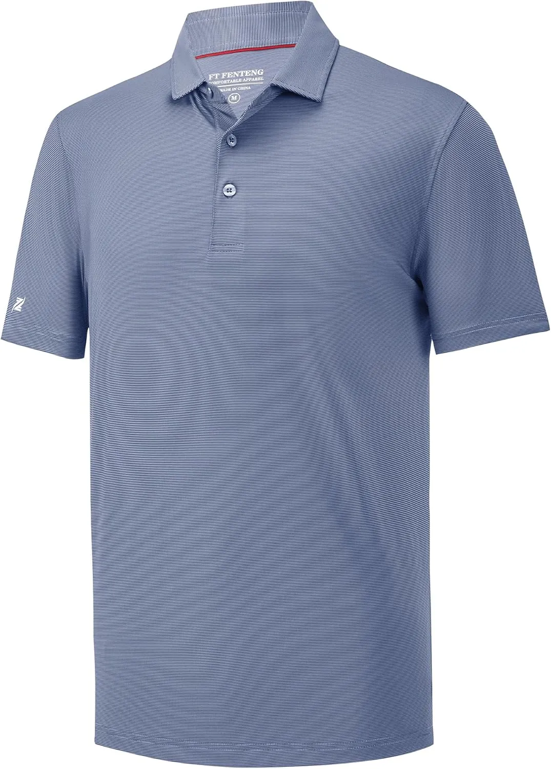 Mens Golf Polo Shirt Moisture Wicking Dry Fit Performance Sport Pin Striped Short Sleeve Golf Shirts for Men