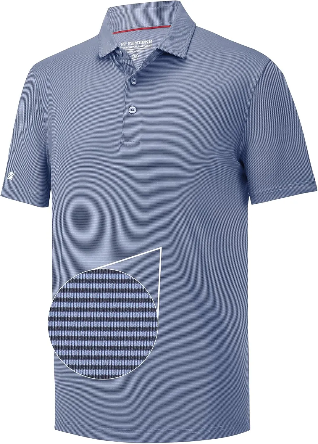 Mens Golf Polo Shirt Moisture Wicking Dry Fit Performance Sport Pin Striped Short Sleeve Golf Shirts for Men