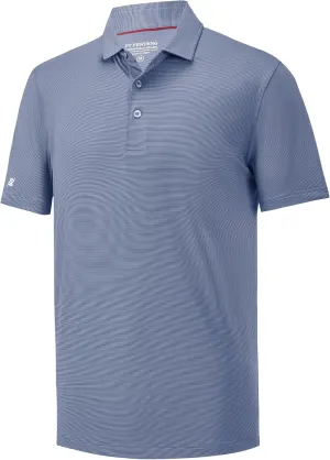 Mens Golf Polo Shirt Moisture Wicking Dry Fit Performance Sport Pin Striped Short Sleeve Golf Shirts for Men