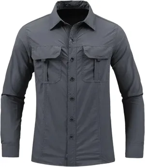 Men's Outdoor Comfort Breathable Quick Dry Long Sleeve Shirt Solid Color Long Sleeved Casual Jackets