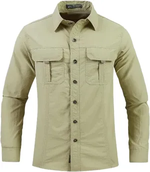 Men's Outdoor Comfort Breathable Quick Dry Long Sleeve Shirt Solid Color Long Sleeved Casual Jackets