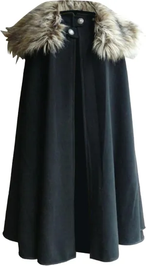 Mens Oversized Fur Shoulder Cloak Winter Warm Wool Blend Faux Fur Collar Outwear Retro Solid Color Cloaks Coat