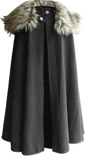 Mens Oversized Fur Shoulder Cloak Winter Warm Wool Blend Faux Fur Collar Outwear Retro Solid Color Cloaks Coat