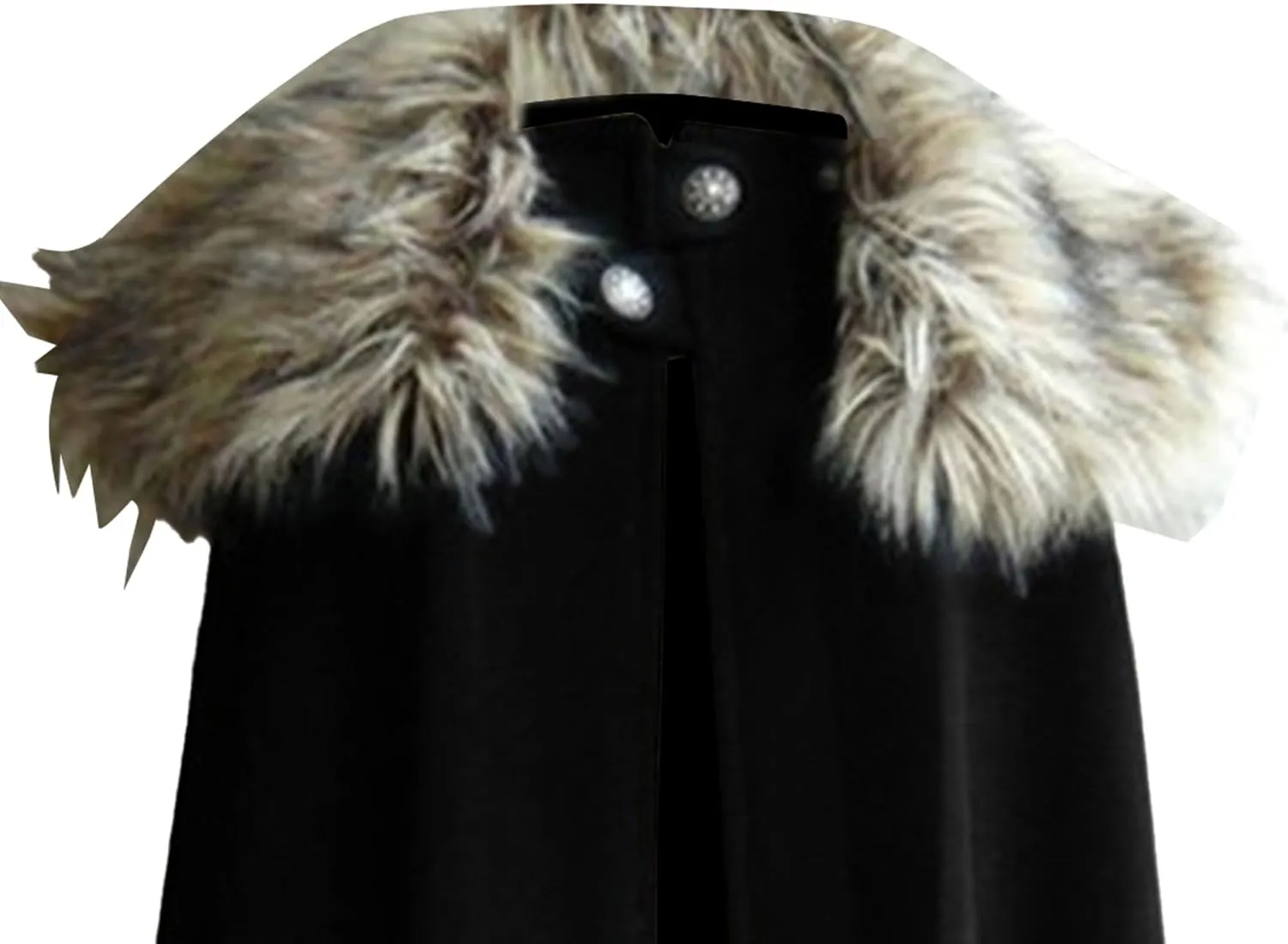 Mens Oversized Fur Shoulder Cloak Winter Warm Wool Blend Faux Fur Collar Outwear Retro Solid Color Cloaks Coat