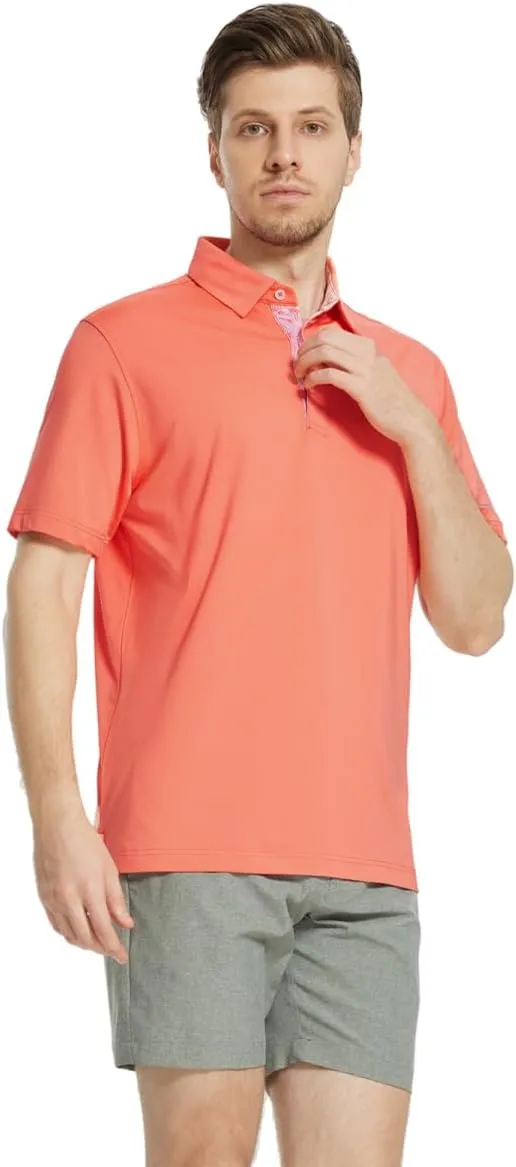 Mens Polo Shirts Short and Long Sleeve Casual Solid Stylish Dry Fit Performance Designed Collared Golf Polo Shirts for Men