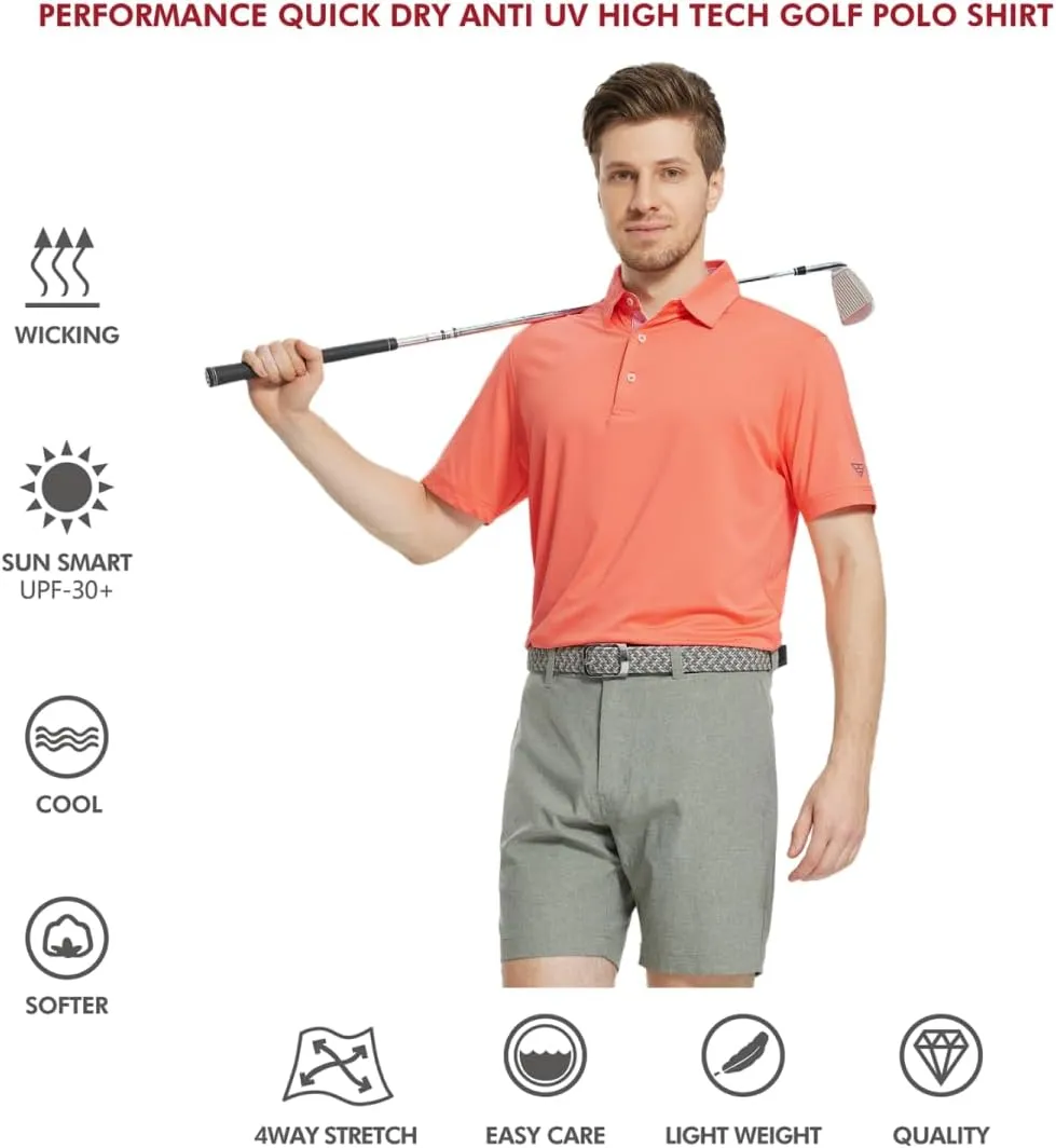 Mens Polo Shirts Short and Long Sleeve Casual Solid Stylish Dry Fit Performance Designed Collared Golf Polo Shirts for Men