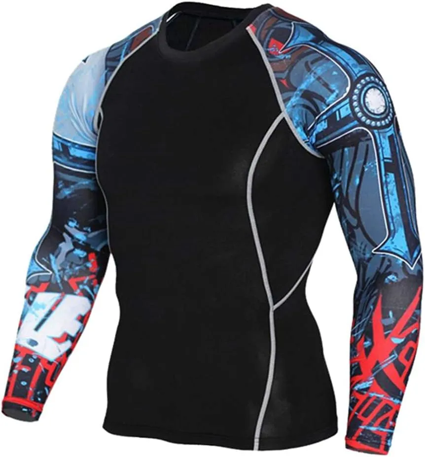Men's Running Long Sleeve Compression Shirts and Pants Sets Gym Workout Quick Dry Tight Shirts Sportswear Suits