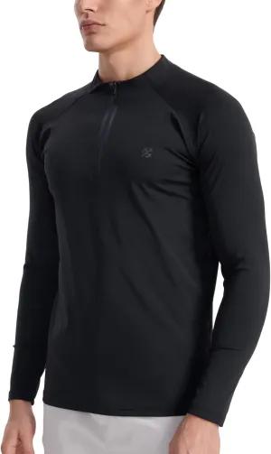 Mens Running Shirts Skinny Moisture Wicking Quarter Zip Pullover Workout Outdoor Sports Golf Pickleball Shirts for Men