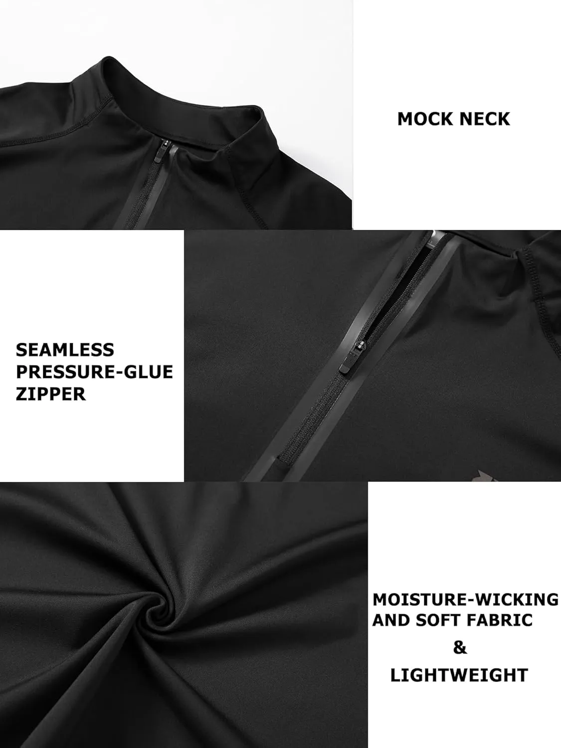 Mens Running Shirts Skinny Moisture Wicking Quarter Zip Pullover Workout Outdoor Sports Golf Pickleball Shirts for Men