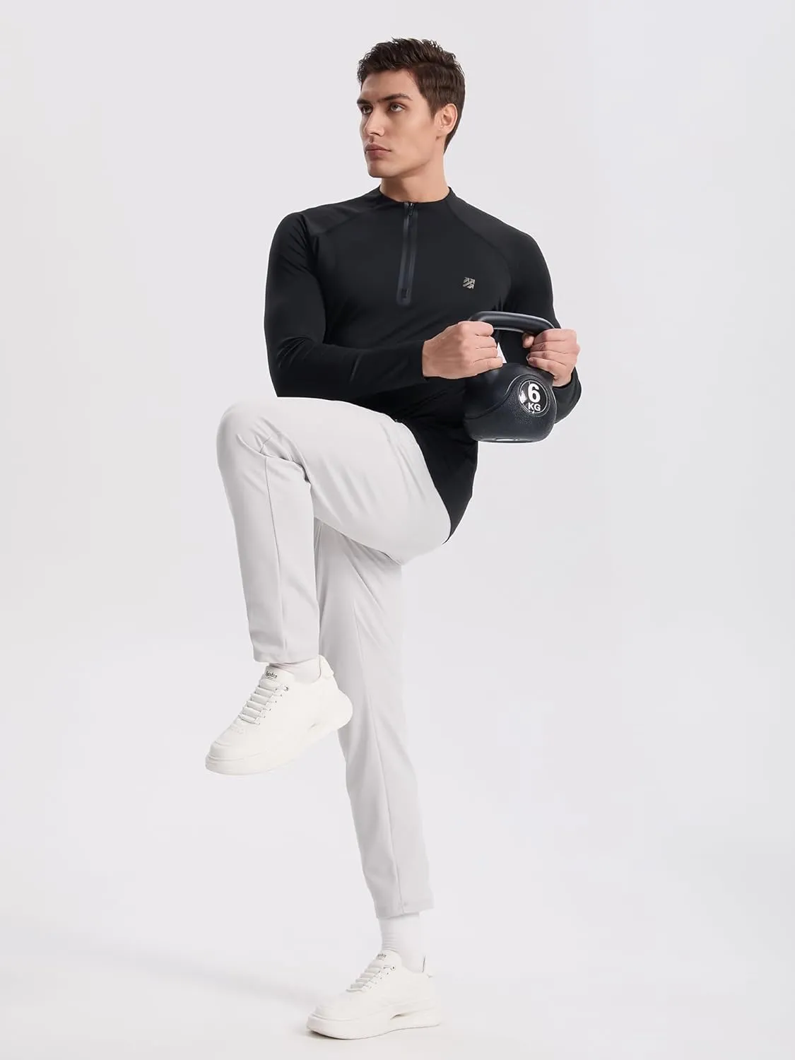 Mens Running Shirts Skinny Moisture Wicking Quarter Zip Pullover Workout Outdoor Sports Golf Pickleball Shirts for Men