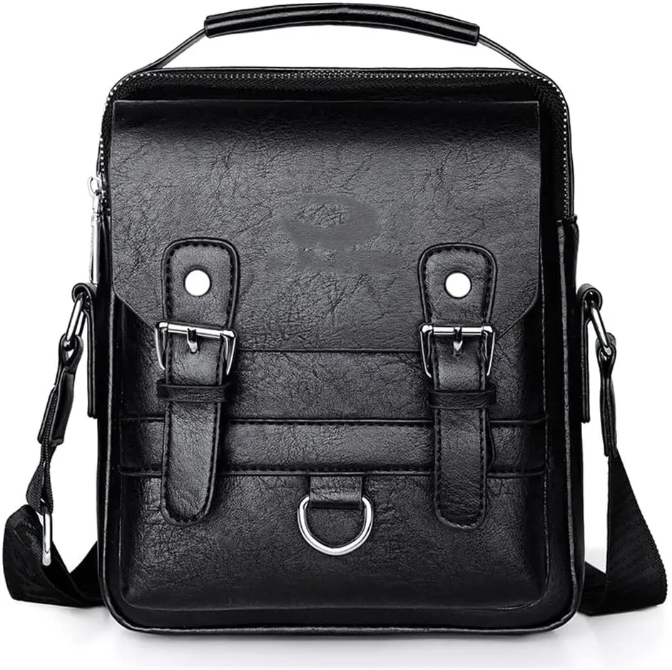 Men's Shoulder Bag Vintage Messenger Bag Leather Men Handbag PU Leather Crossbody Bags for Men (B)