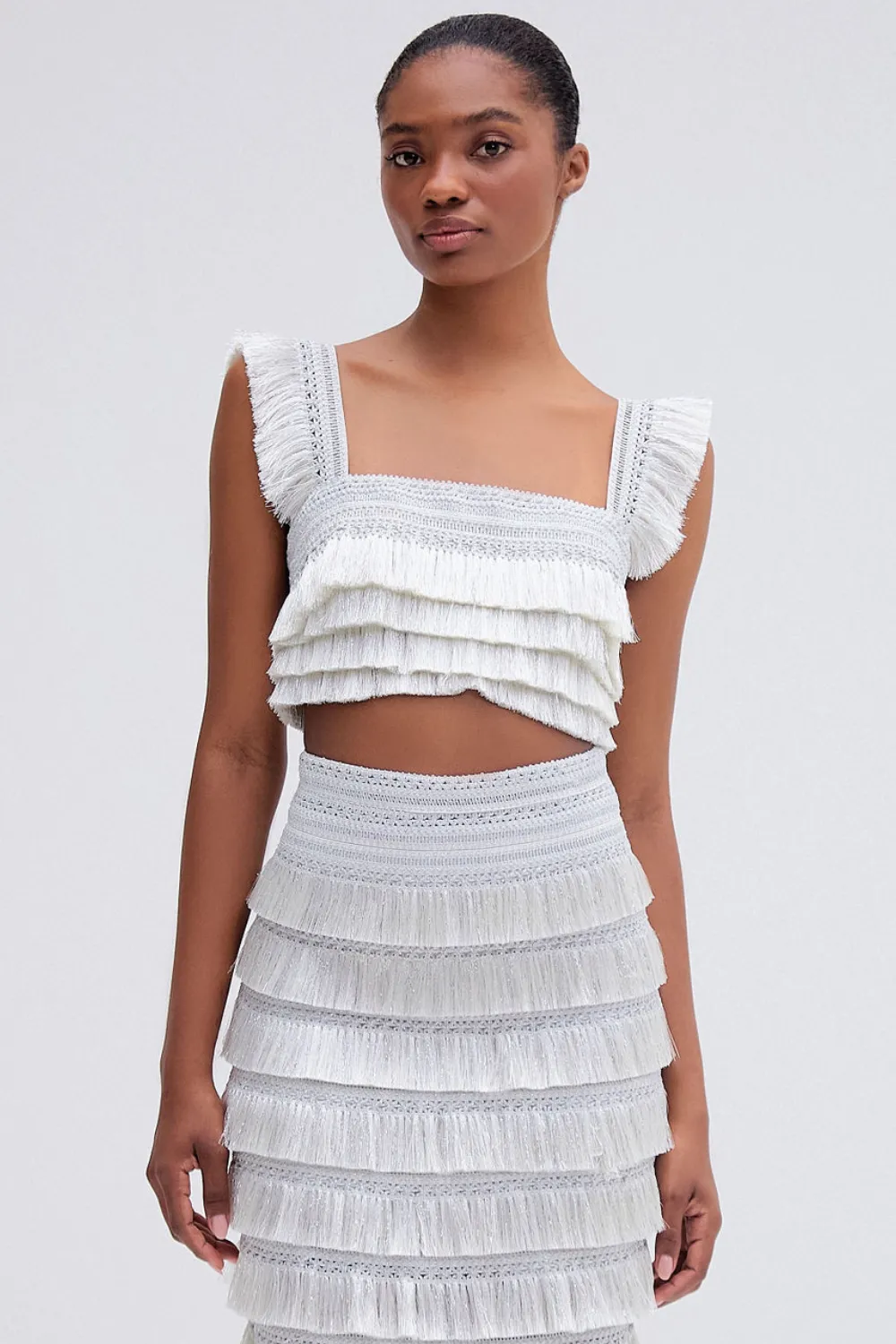 Metallic Fringe Cropped Top