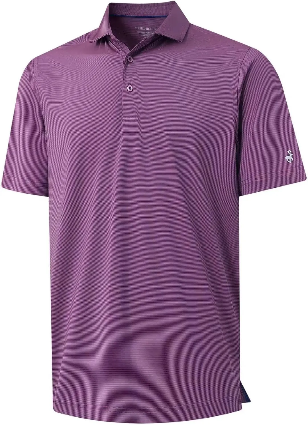MICHEL ROUEN Golf Shirts for Men Short Sleeve Lightweight Quick Dry Pin Striped Casual Collared Polo Shirts