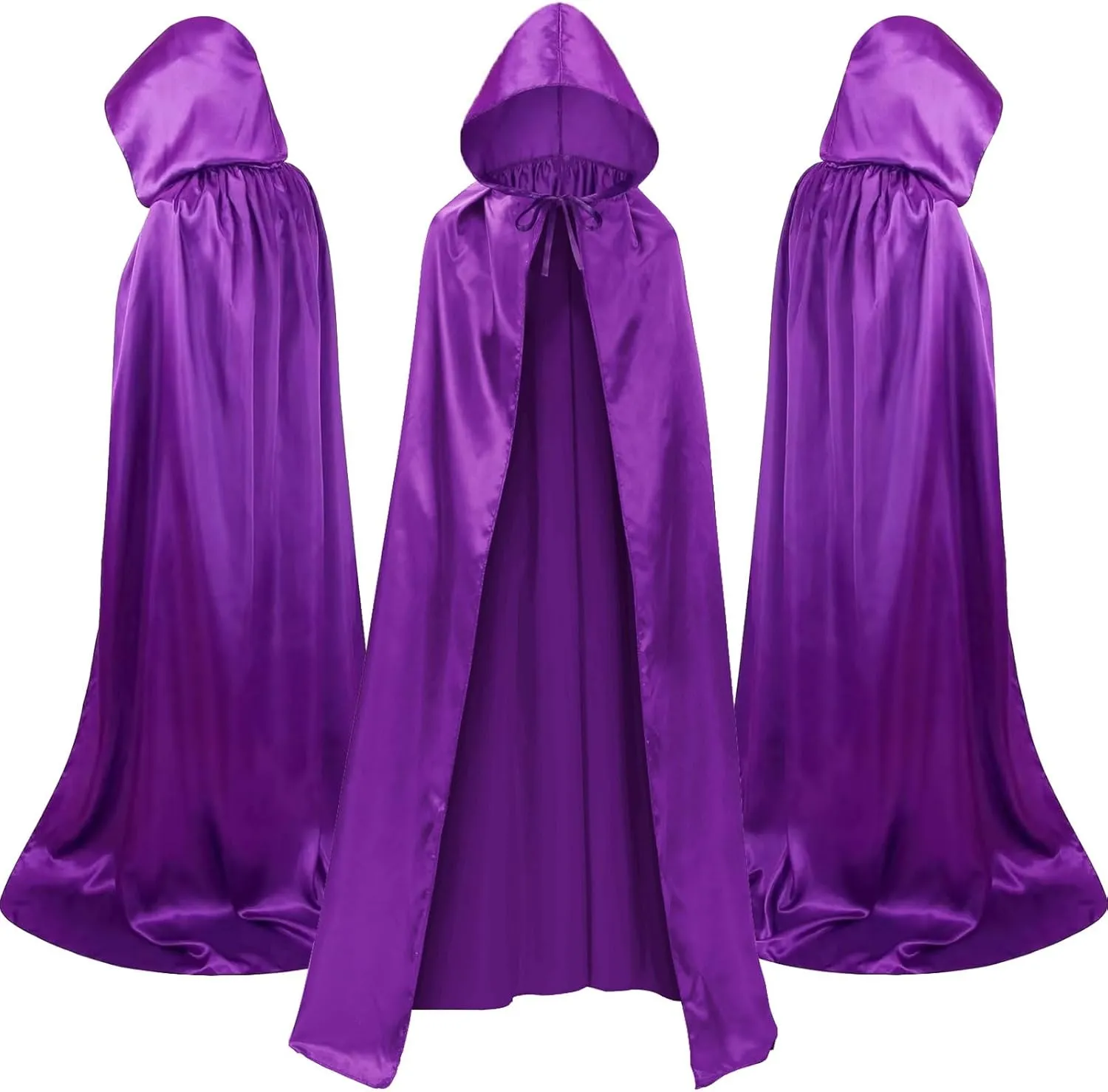 MoDooris 3 Pcs Unisex Hooded Cloak Full-Length Halloween Cosplay Costumes Cape Robe Vampire Witch Cosplay Costume Accessories