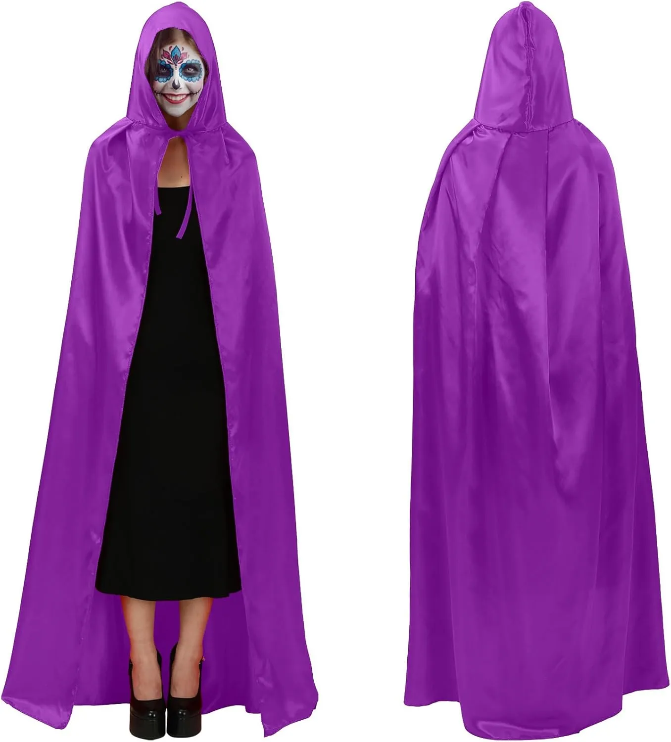 MoDooris 3 Pcs Unisex Hooded Cloak Full-Length Halloween Cosplay Costumes Cape Robe Vampire Witch Cosplay Costume Accessories