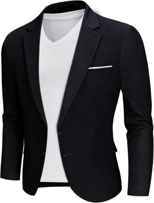 MrSure Mens 2 Buttons Linen Blazer, Casual Sport Coat, Solid Lightweight Suit Jacket for Daily