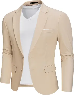 MrSure Mens 2 Buttons Linen Blazer, Casual Sport Coat, Solid Lightweight Suit Jacket for Daily