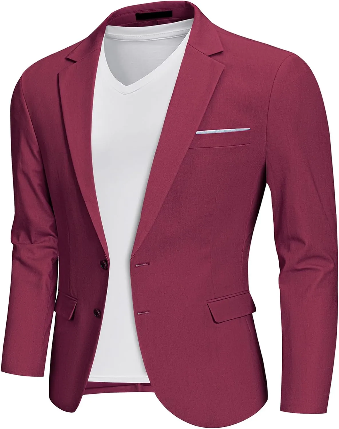 MrSure Mens 2 Buttons Linen Blazer, Casual Sport Coat, Solid Lightweight Suit Jacket for Daily