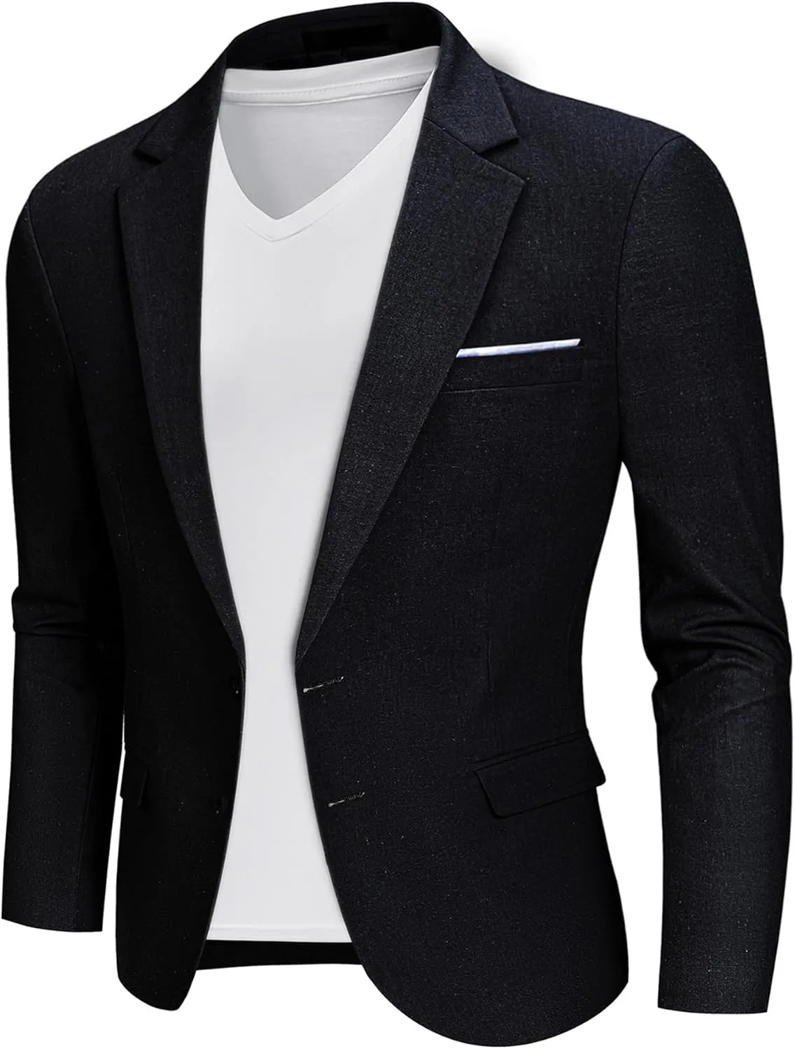 MrSure Mens 2 Buttons Linen Blazer, Casual Sport Coat, Solid Lightweight Suit Jacket for Daily