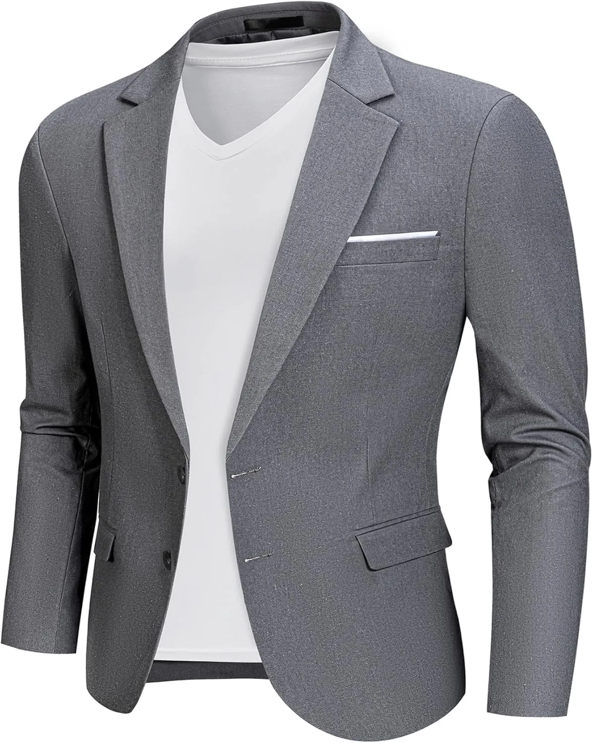 MrSure Mens 2 Buttons Linen Blazer, Casual Sport Coat, Solid Lightweight Suit Jacket for Daily