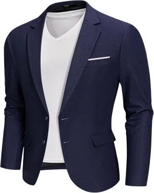 MrSure Mens 2 Buttons Linen Blazer, Casual Sport Coat, Solid Lightweight Suit Jacket for Daily