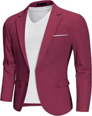 MrSure Mens 2 Buttons Linen Blazer, Casual Sport Coat, Solid Lightweight Suit Jacket for Daily