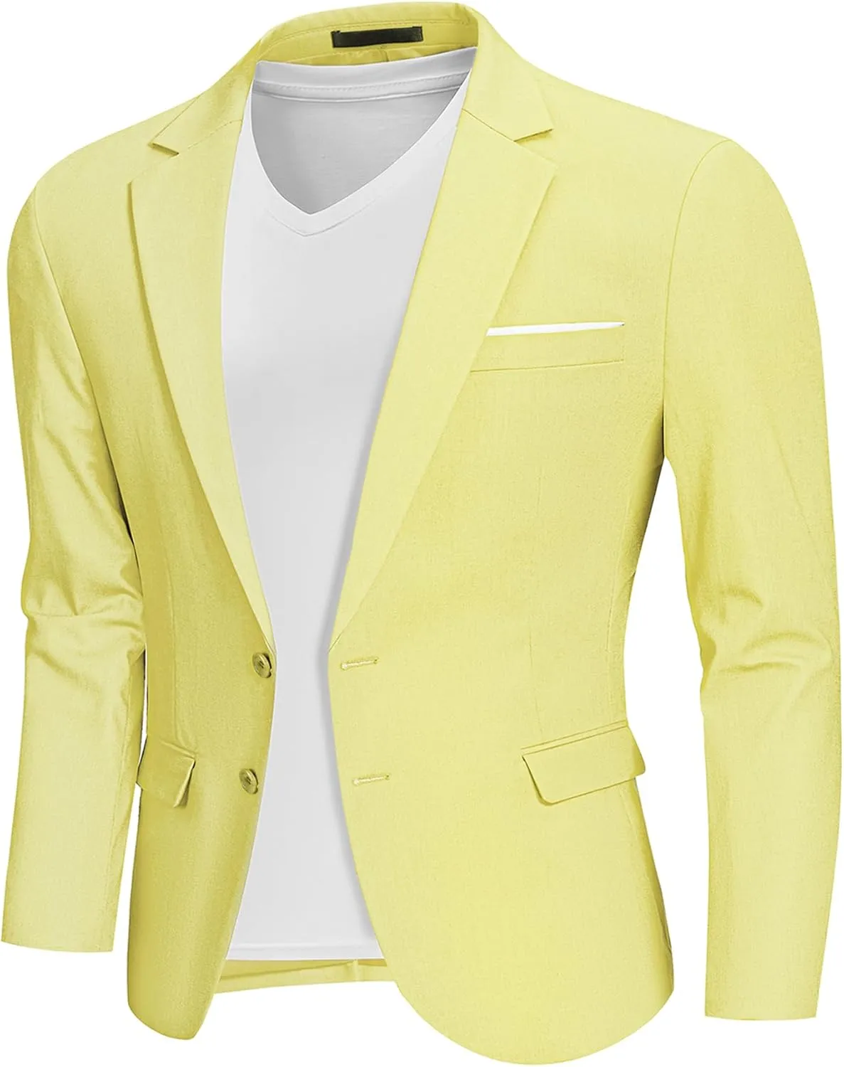 MrSure Mens 2 Buttons Linen Blazer, Casual Sport Coat, Solid Lightweight Suit Jacket for Daily