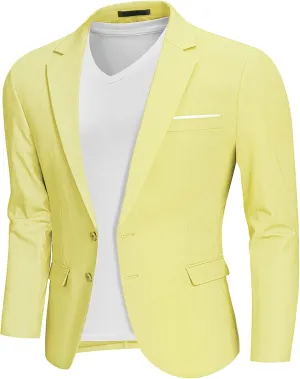 MrSure Mens 2 Buttons Linen Blazer, Casual Sport Coat, Solid Lightweight Suit Jacket for Daily