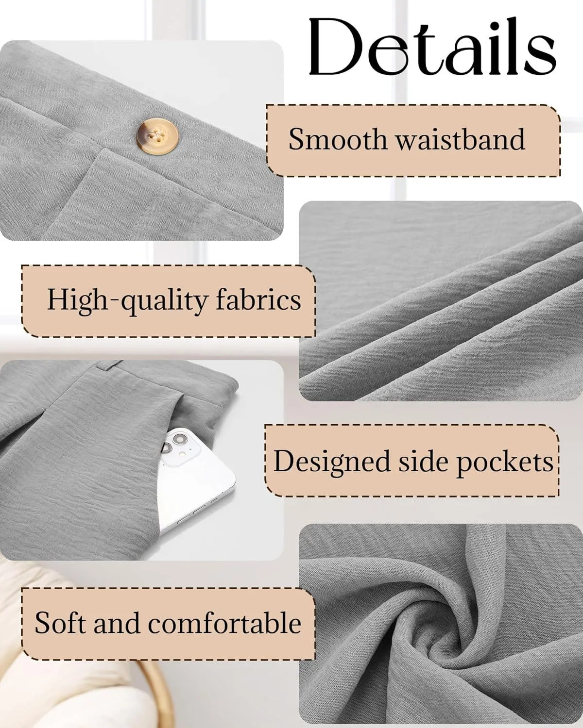 Neer Women's Plus Size Wide Leg Pants, Elastic High Waist Palazzo Pants Casual Business Trousers with Pockets