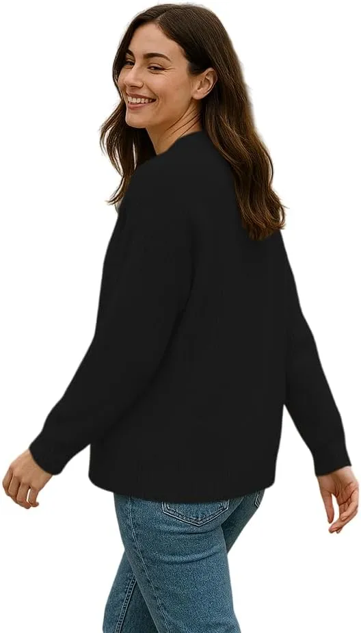 Noni Women's Fashion Button Long Sleeve Cardigan Lightweight Loose Cardigan with Pockets