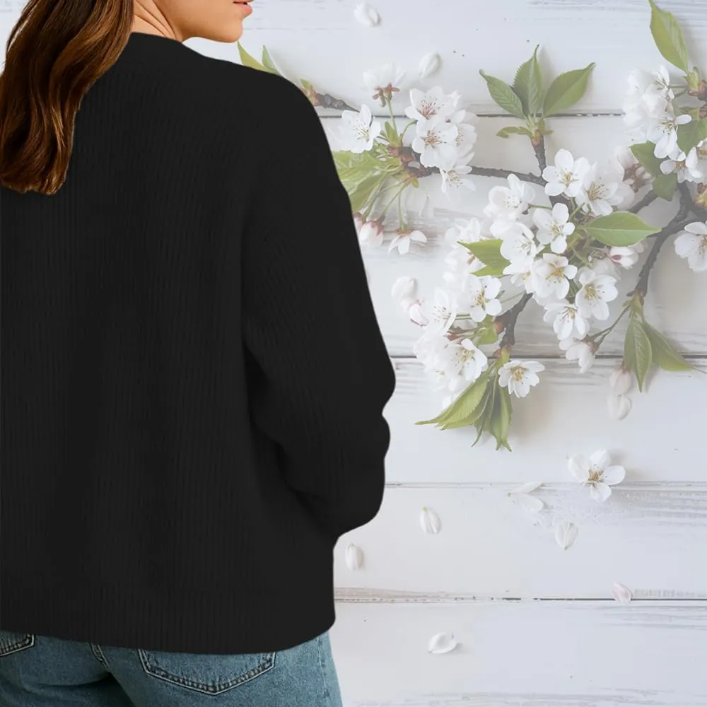 Noni Women's Fashion Button Long Sleeve Cardigan Lightweight Loose Cardigan with Pockets