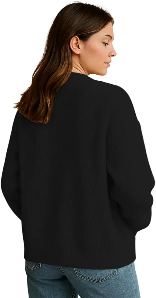 Noni Women's Fashion Button Long Sleeve Cardigan Lightweight Loose Cardigan with Pockets