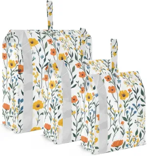 Orange and Yellow Plant 3 Set Packing Travel Organizer With Zipper Garment Bag Closet Storage Travel Storage Bag Organizer For Travel