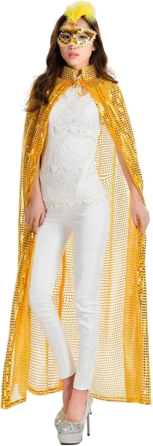 OurLore Ladies Cloaks Full Length Colored Sequins Goddess Cape Halloween Christmas Outerwear
