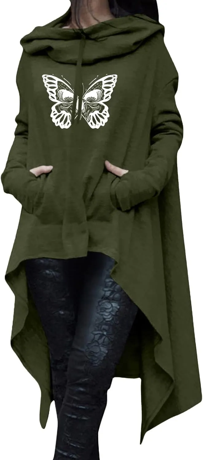 Oversized Sweatshirt For Women Women Loose Hoodie Long Hooded Tops Ladies Sweatshirt Sweater Asymmetric Blouse