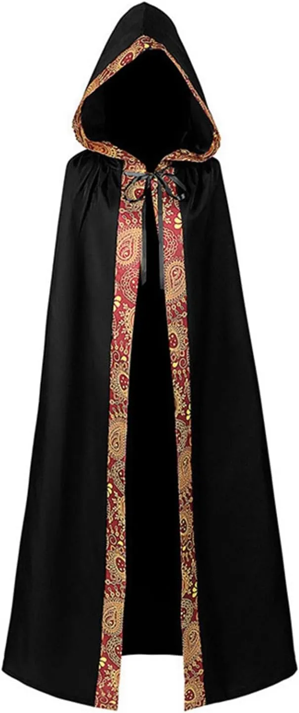 Owl's-Yard Halloween Hooded Cloaks Medieval Tie-up Long Cape Cosplay Costume for Men Women
