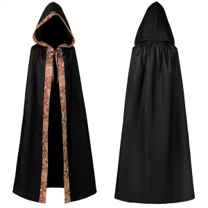 Owl's-Yard Halloween Hooded Cloaks Medieval Tie-up Long Cape Cosplay Costume for Men Women