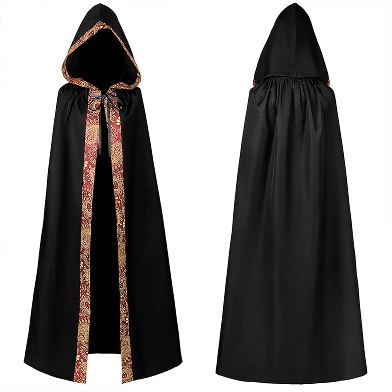 Owl's-Yard Halloween Hooded Cloaks Medieval Tie-up Long Cape Cosplay Costume for Men Women