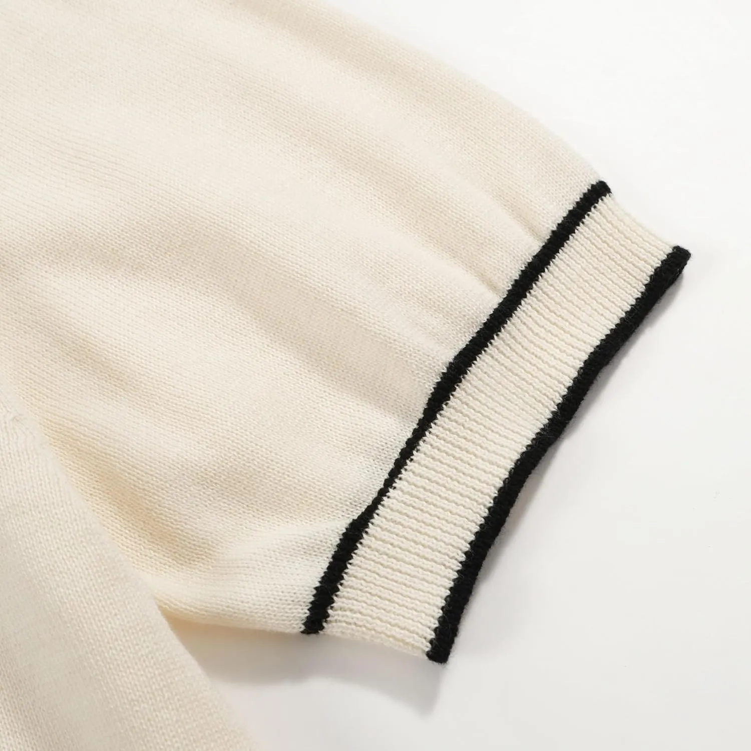 OXKNIT Mens Polo Shirts Short Sleeve Casual Knit Polo Shirt Vintage Golf T Shirts Tops with Black Stripe