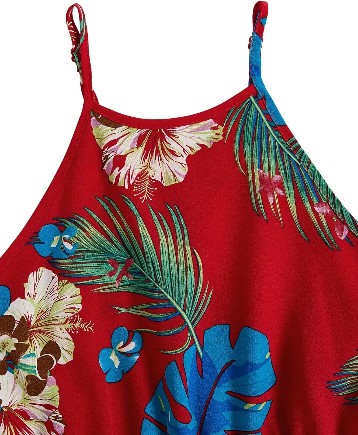 OYOANGLE Girl's Casual Boho Floral Print Sleeveless A-Line Swing Cami Hawaiian Dress Sundress