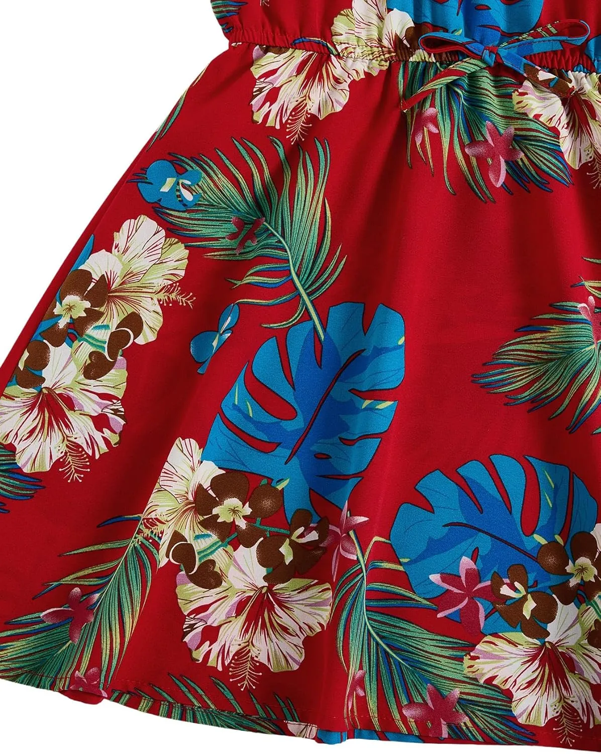 OYOANGLE Girl's Casual Boho Floral Print Sleeveless A-Line Swing Cami Hawaiian Dress Sundress