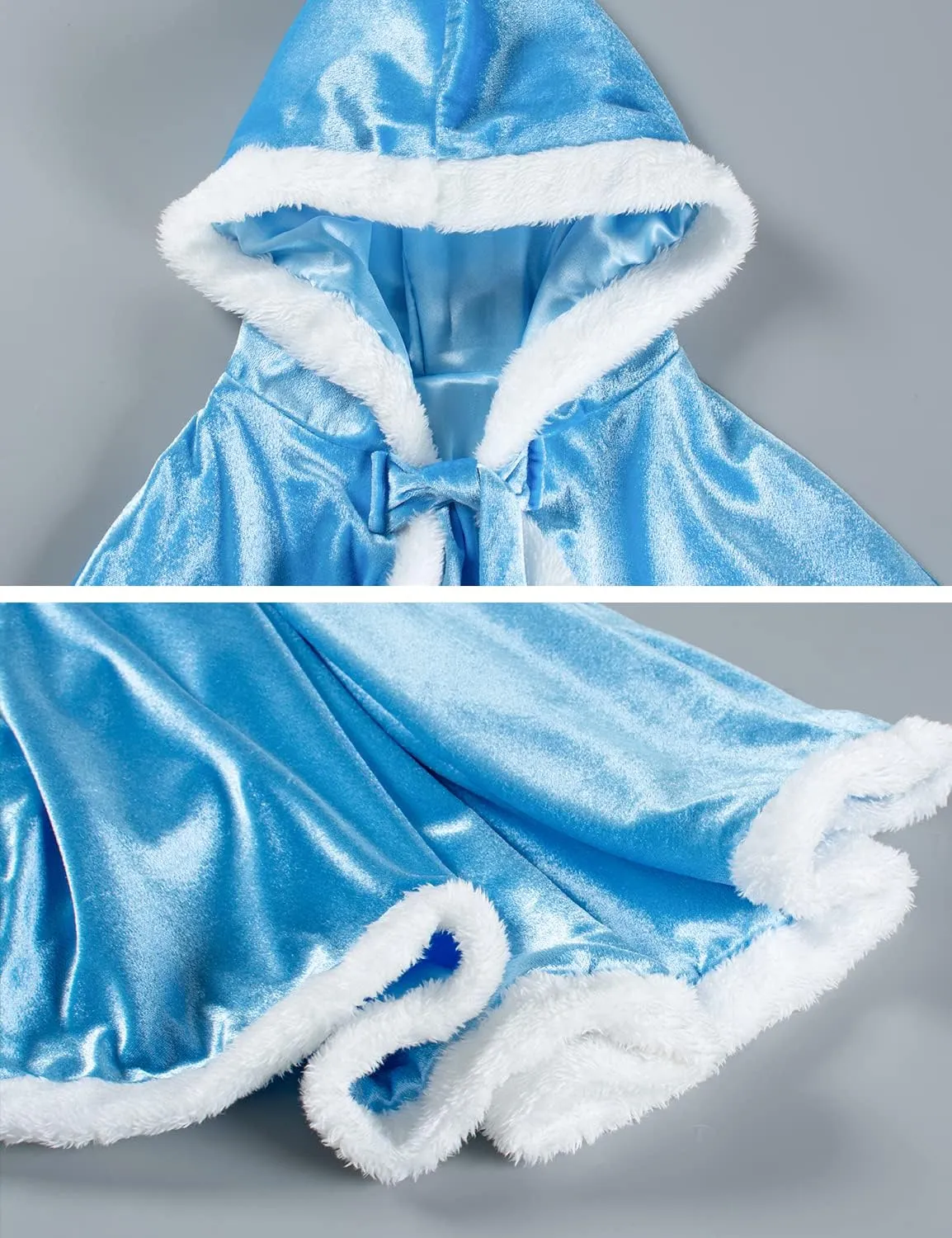 Party Chili Fur Princess Hooded Cape Cloaks Costume for Girls Dress Up