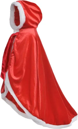 Party Chili Fur Princess Hooded Cape Cloaks Costume for Girls Dress Up