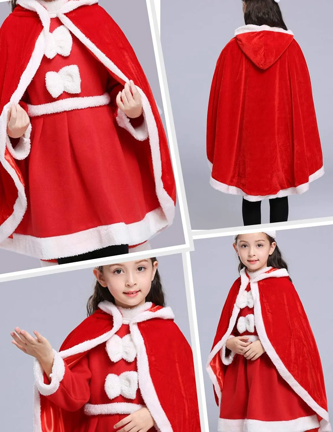 Party Chili Fur Princess Hooded Cape Cloaks Costume for Girls Dress Up