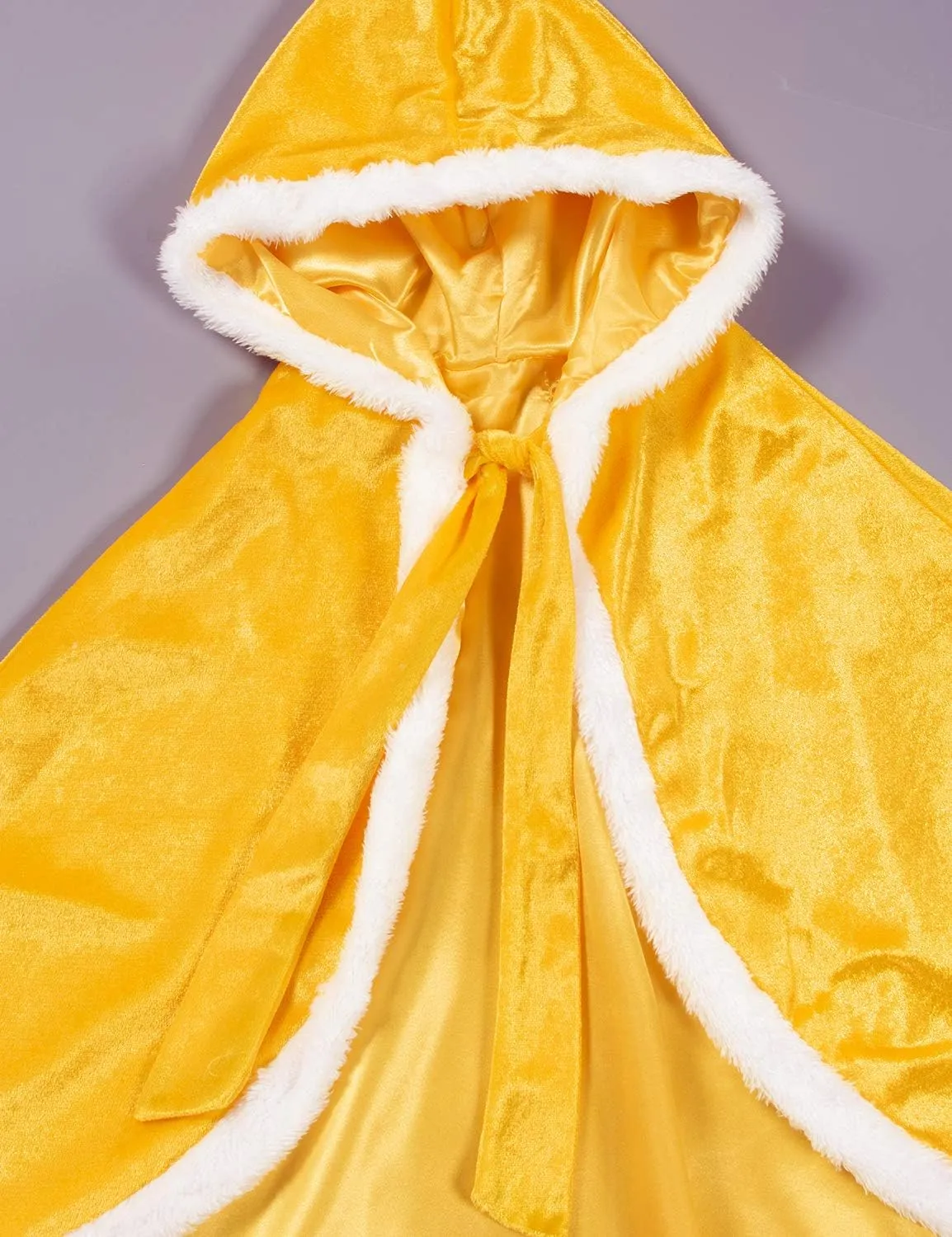 Party Chili Fur Princess Hooded Cape Cloaks Costume for Girls Dress Up
