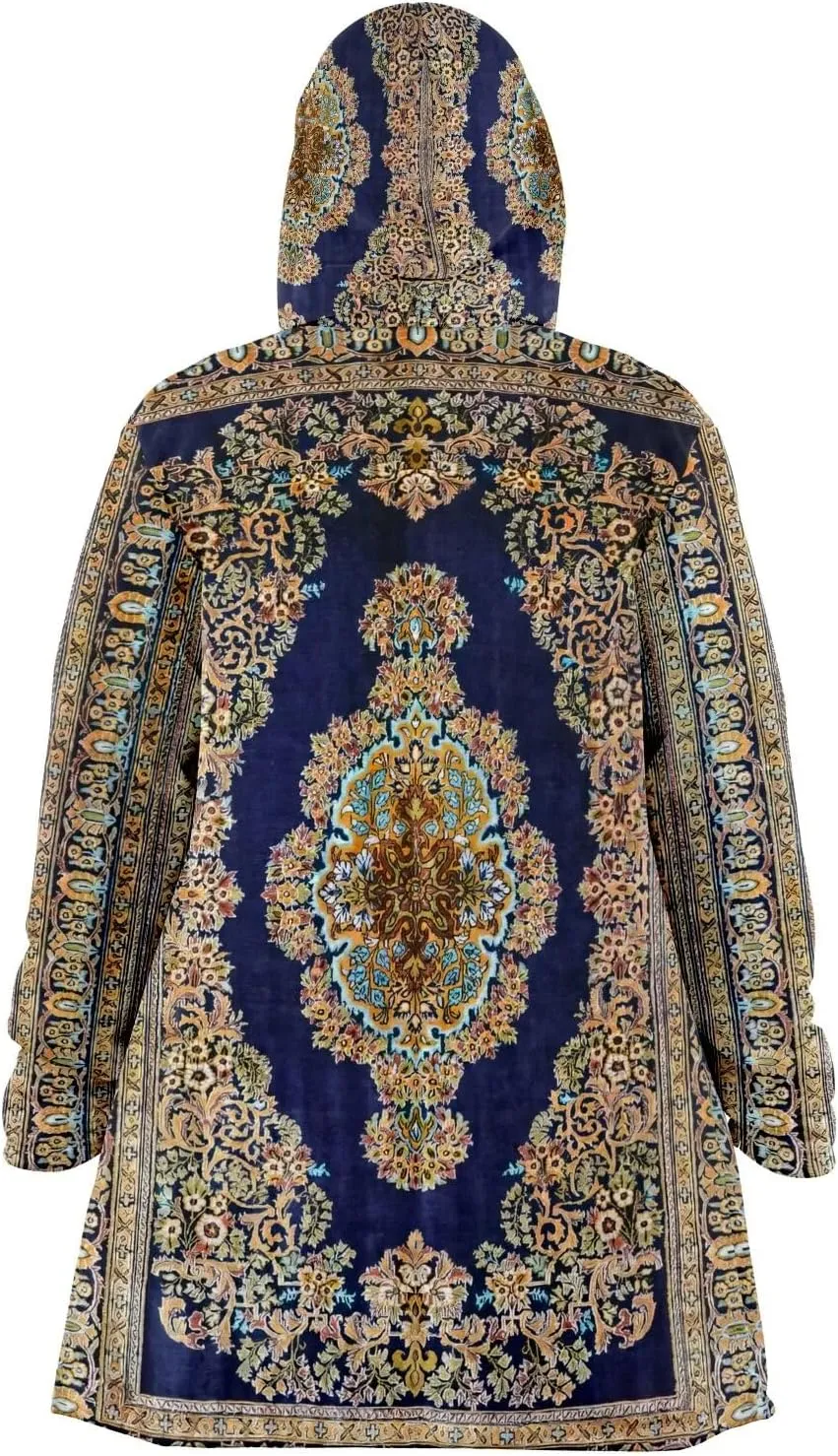 Persian Carpet Cuddle Cloak - Unisex Sherpa Lined Hooded Cloak, Minky Festival Coat, Rave Jacket for Men & Women